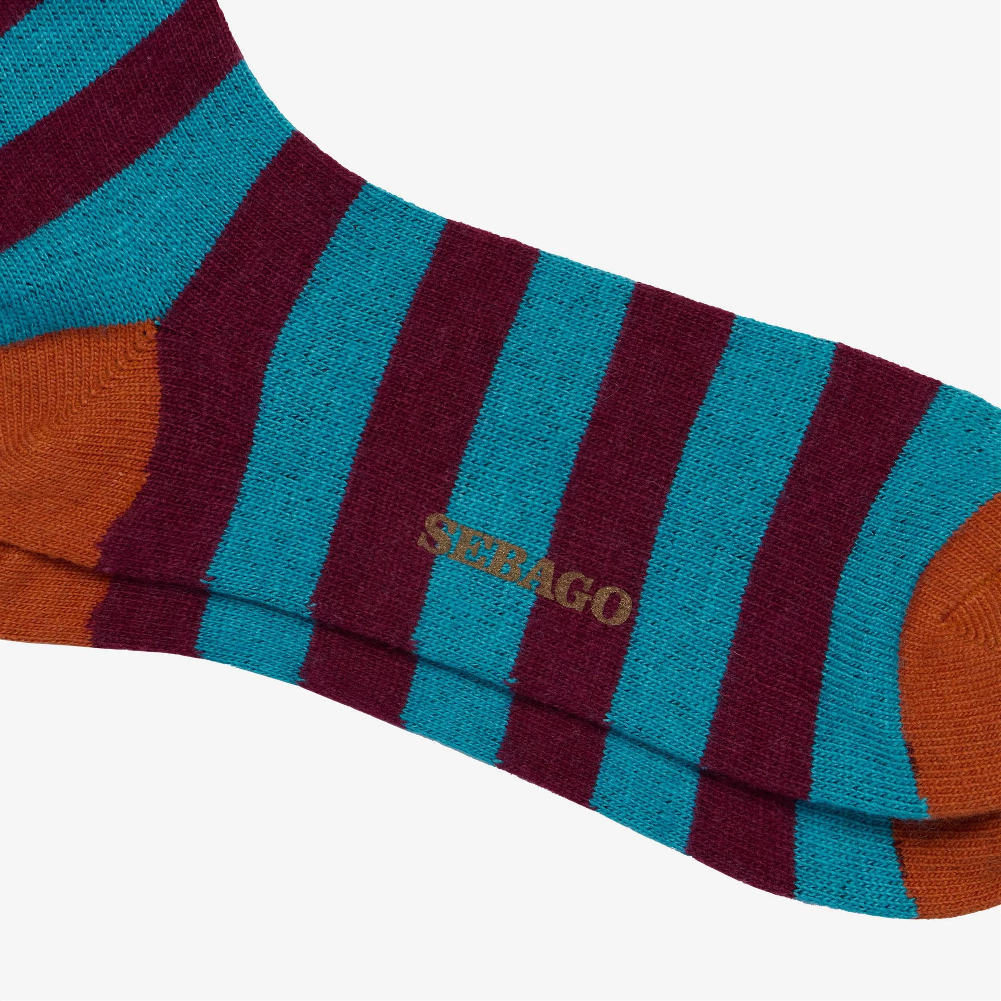 SOLON RIGAL - Socks - Quarter High Sock - Unisex - TURQUOISE-BORDEAUX-ORANGE