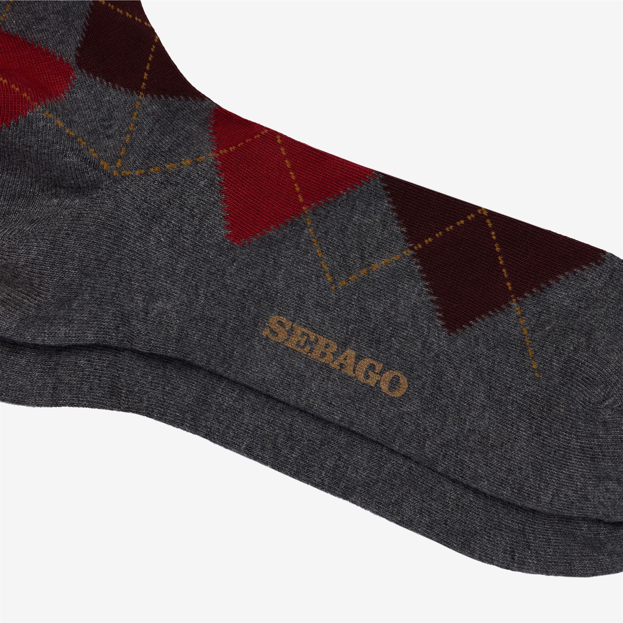 SABATTUS ROMBOL - Socks - Quarter High Sock - Unisex - GREY-BORDEAUX-RED-ORANGE