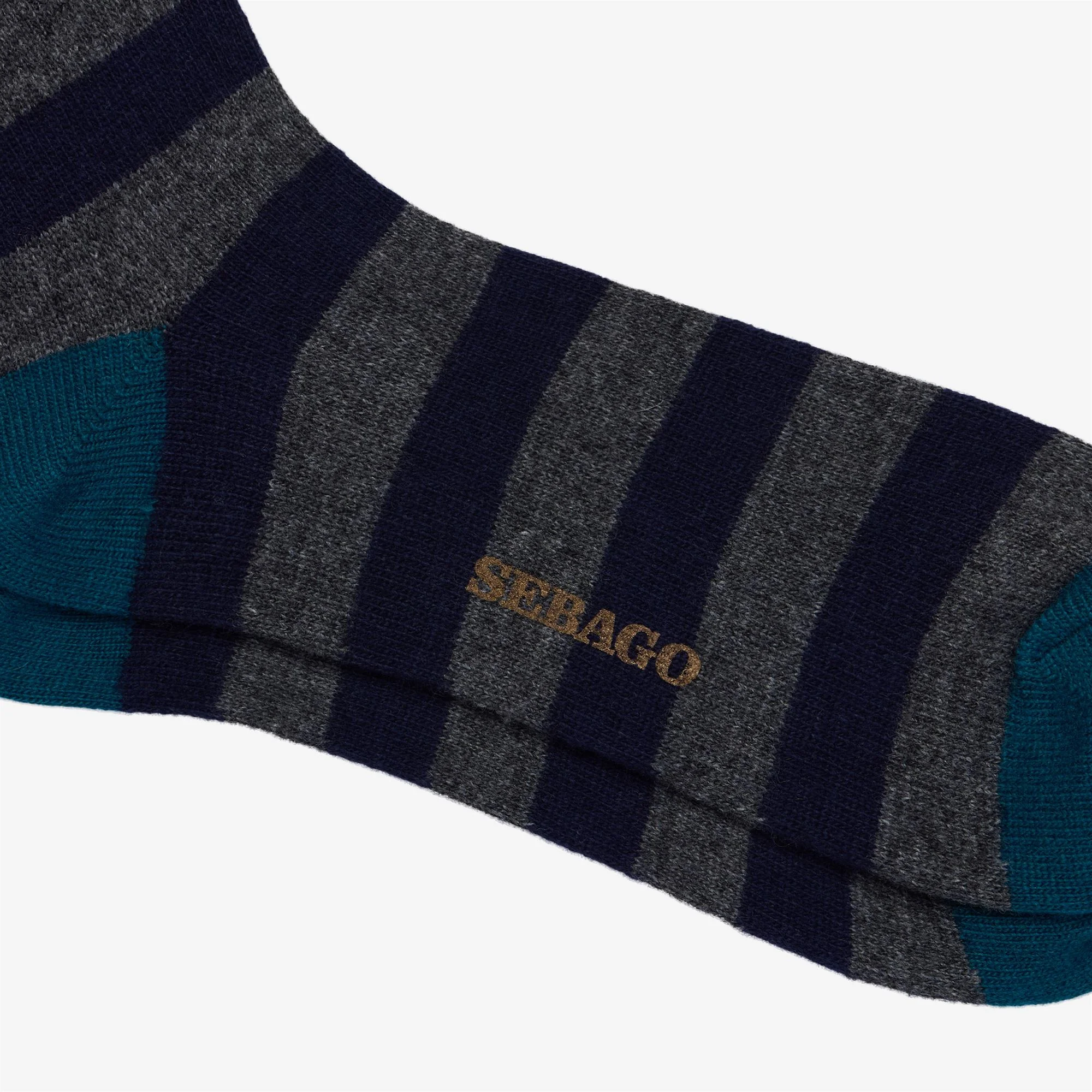 SOLON RIGAL - Socks - Quarter High Sock - Unisex - BLUE NAVY-GREY-TURQUOISE