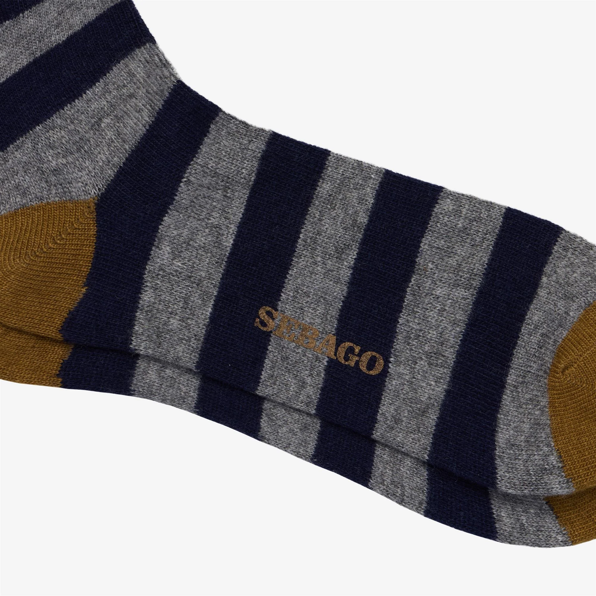 SOLON RIGAL - Socks - Quarter High Sock - Unisex - NAVY- GREY- YELLOW MUSTARD