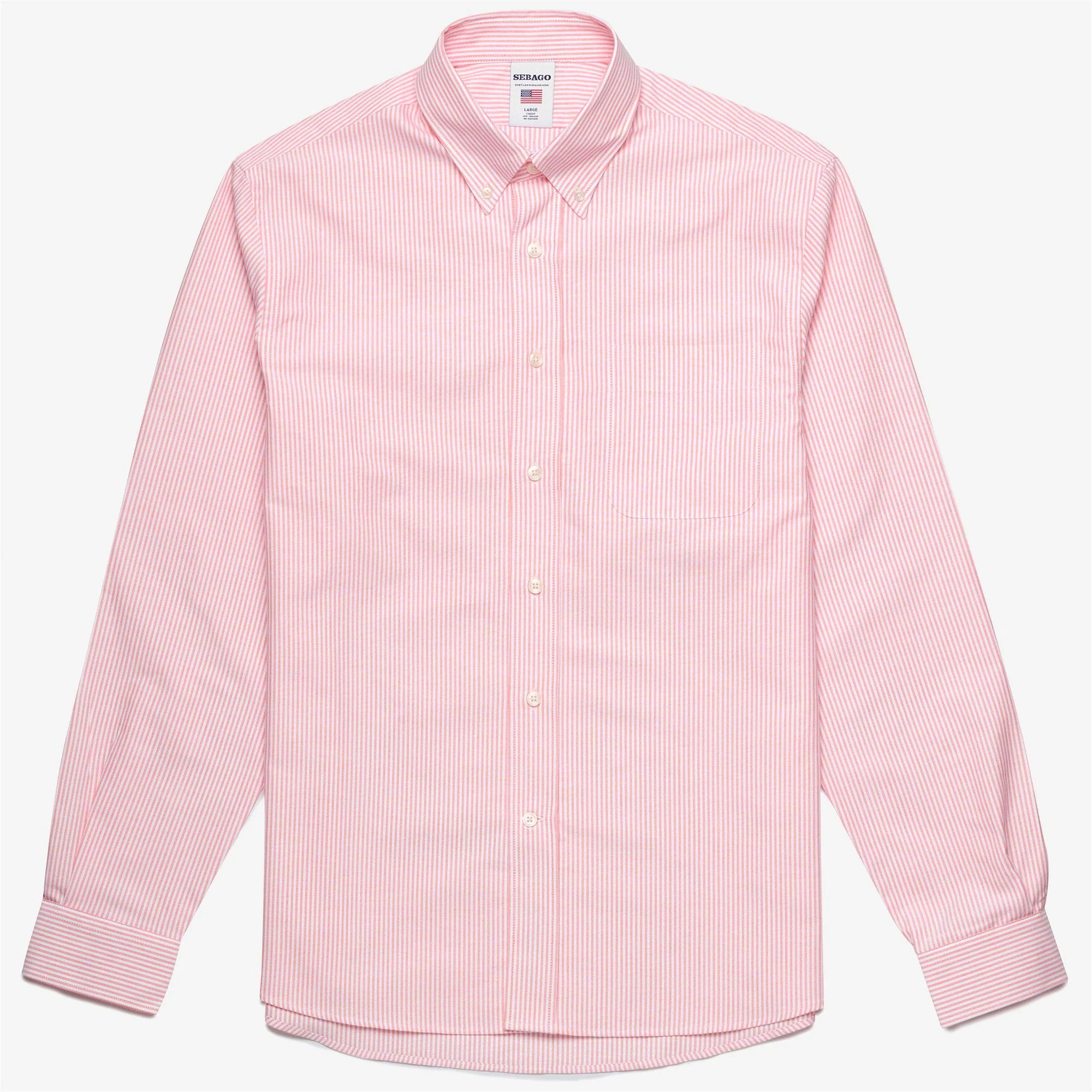 DOUBLING - SHIRTS - Button  Down - Man - ORANGE LT-WHITE