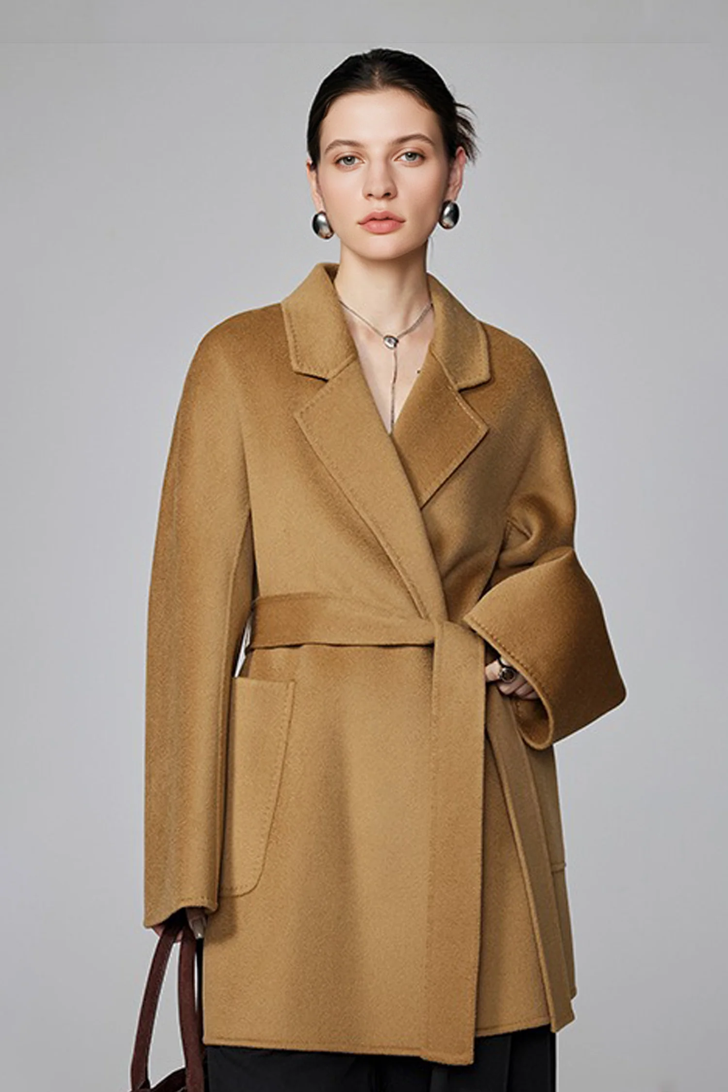 Double-Faced Wool-Cashmere Belted Wrap Coat - MIAOOOO