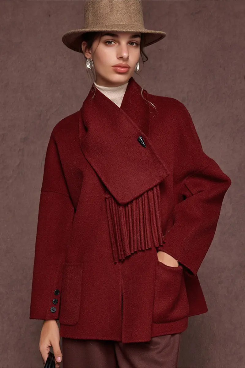 Luxe Oversized Double Faced Alpaca Wool Coat with Matching Scarf - MIAOOOO