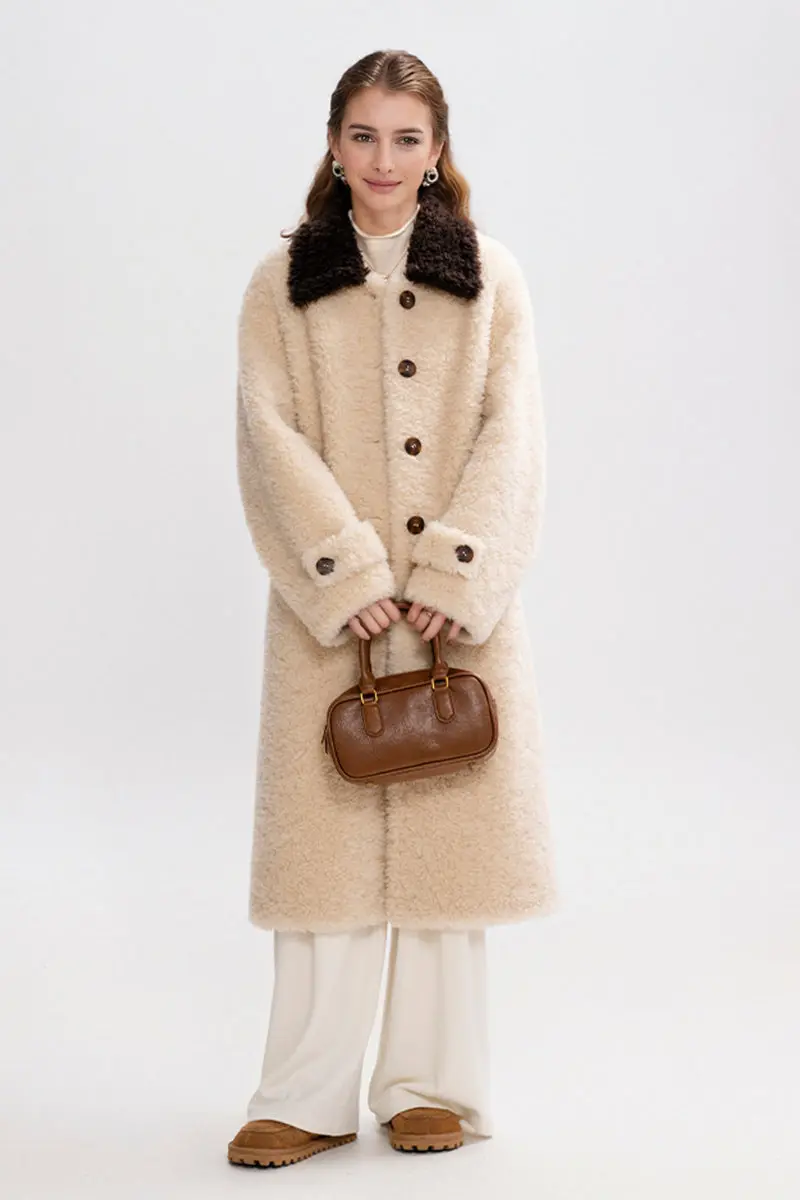 Long Faux Shearling Teddy Wool Coat - MIAOOOO