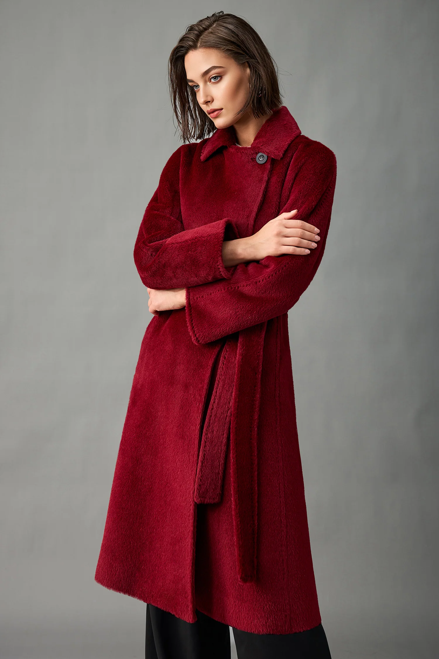 Royal Baby Suri Alpaca Wool Long Belted Coat - MIAOOOO