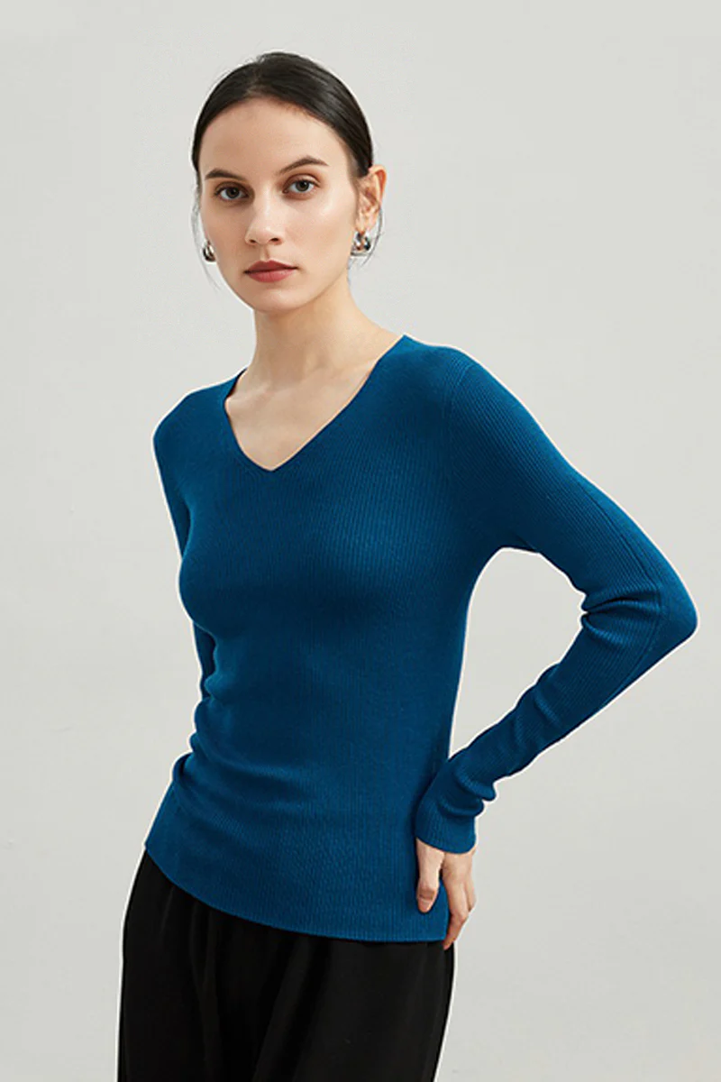 Washable Merino Wool V-Neck Base Layer - MIAOOOO