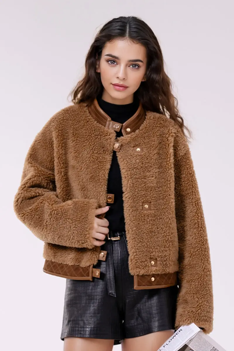 Teddy Wool Faux Shearling Bomber Jacket - MIAOOOO