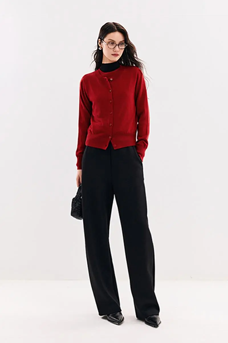 Vintage Long Sleeve Crewneck Sweater With Ribbed Trims - MIAOOOO