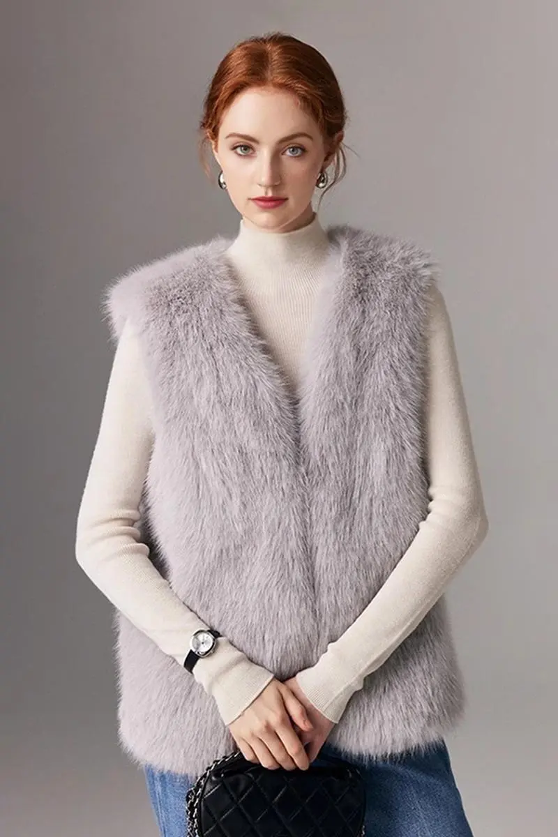 Fluffy Faux Fur Vest with Pockets - MIAOOOO