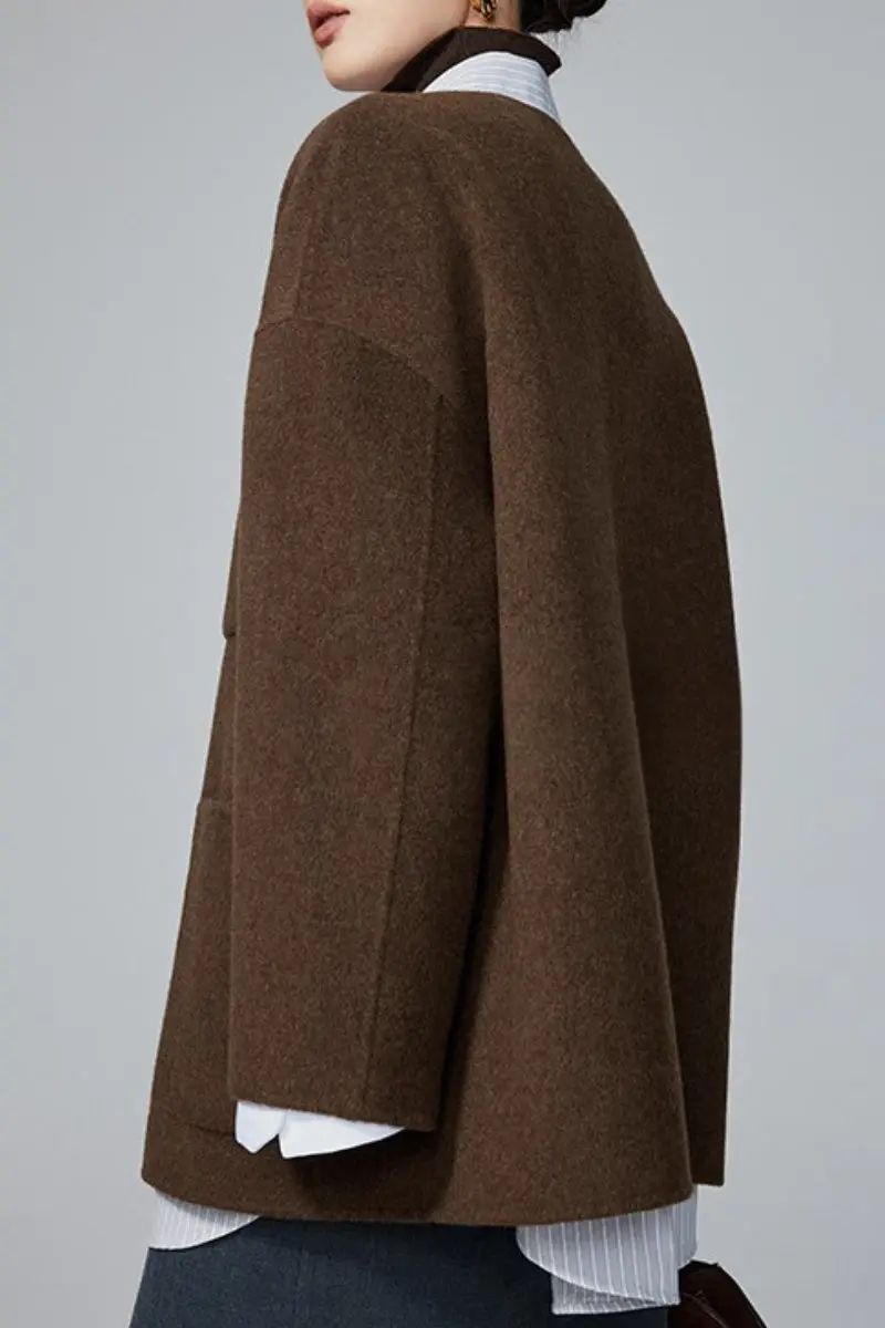 Luxe Oversized Reversible Double Faced Silk Wool Coat - MIAOOOO