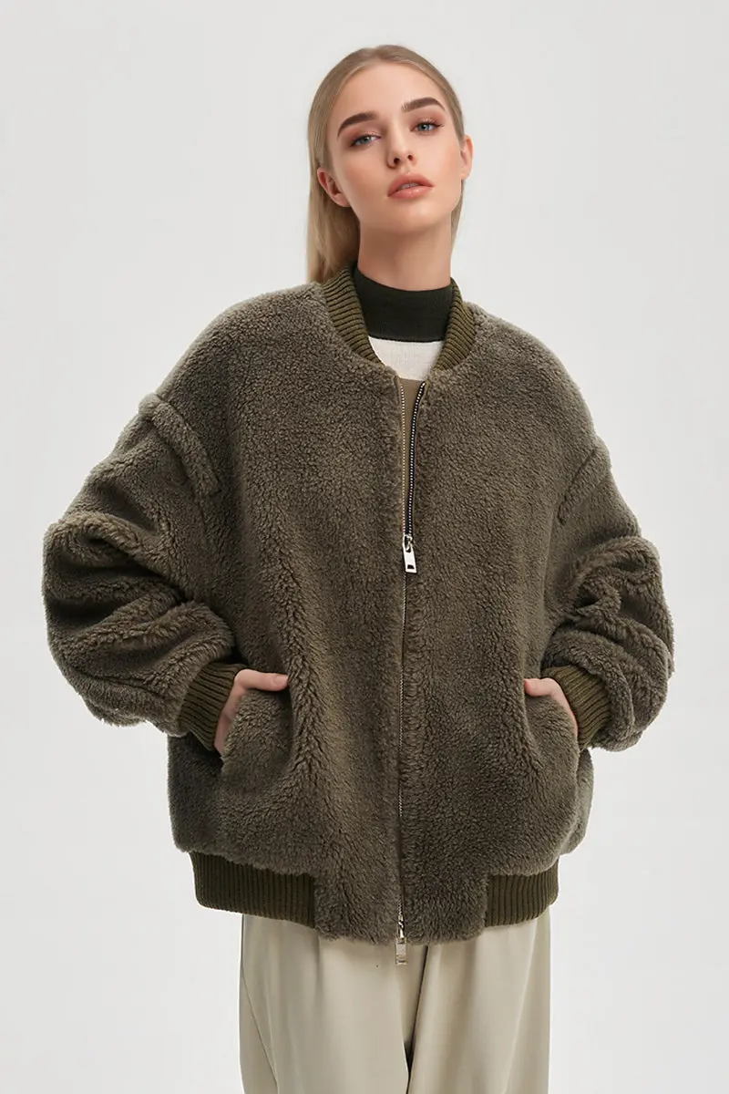 Cozy Oversized Teddy Bomber Jacket - MIAOOOO