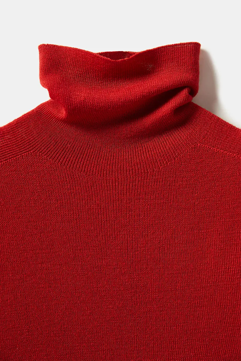 100 Wool Seamless Knitted Turtleneck Sweater - MIAOOOO