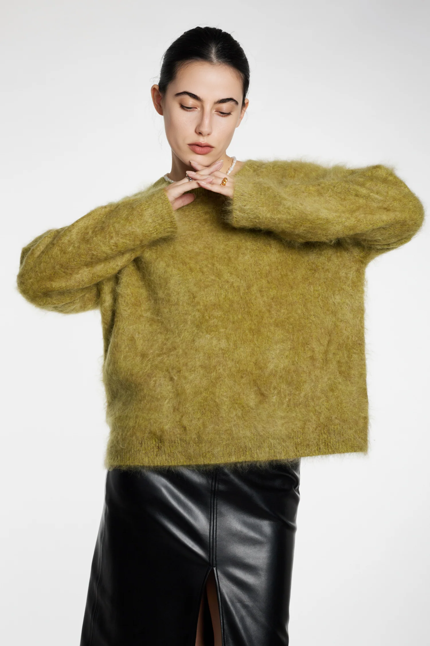 Luxe Brushed Cashmere Marled Crewneck Sweater - MIAOOOO