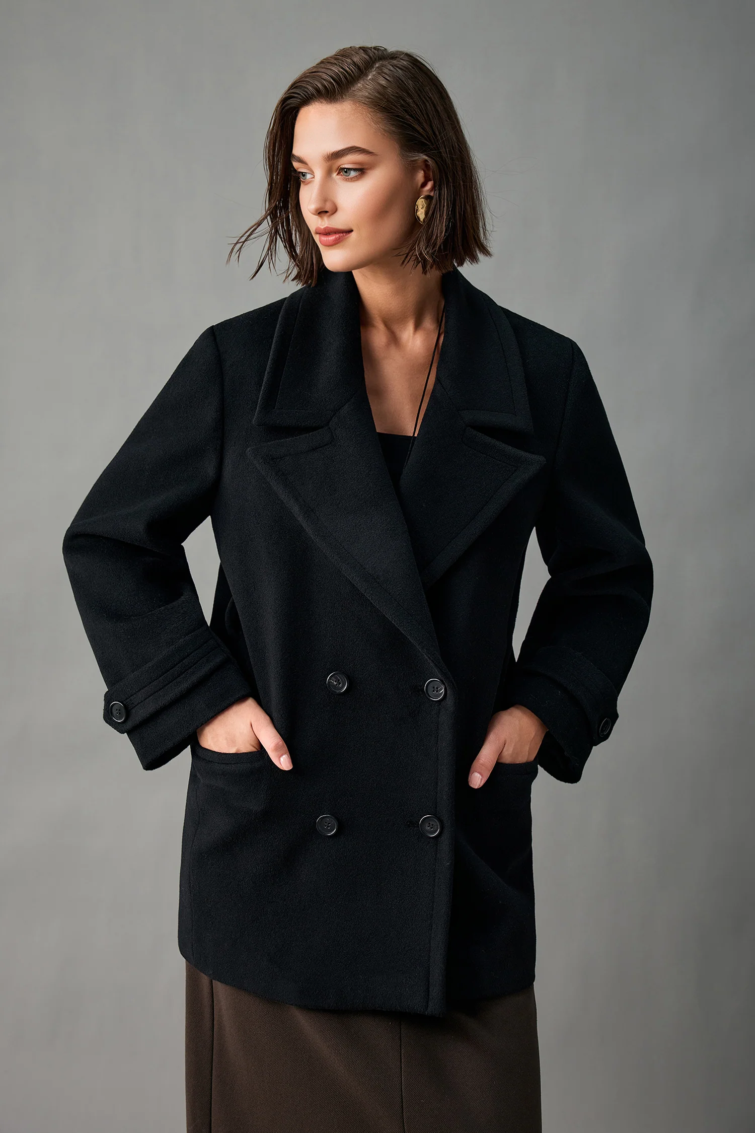 Handcrafted Cashmere Double-Breasted Belted Peacoat - MIAOOOO