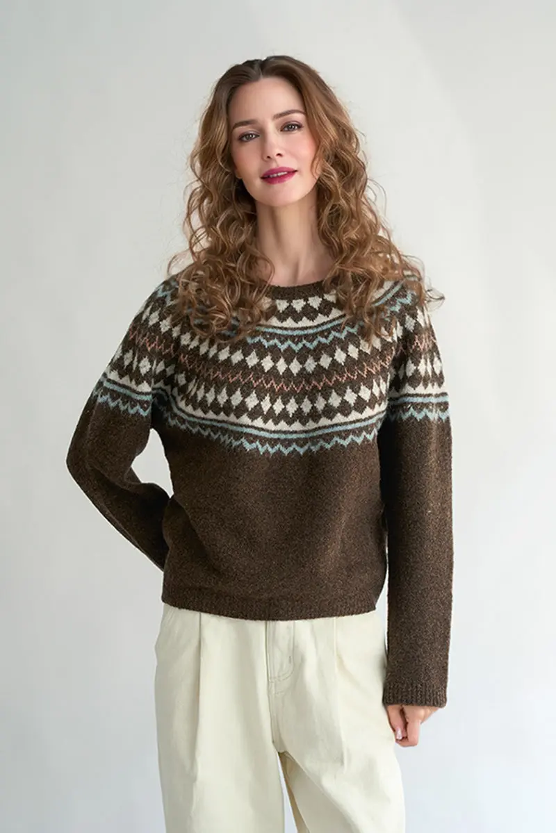 Vintage Wool Blend Fair Isle Crewneck Sweater - MIAOOOO