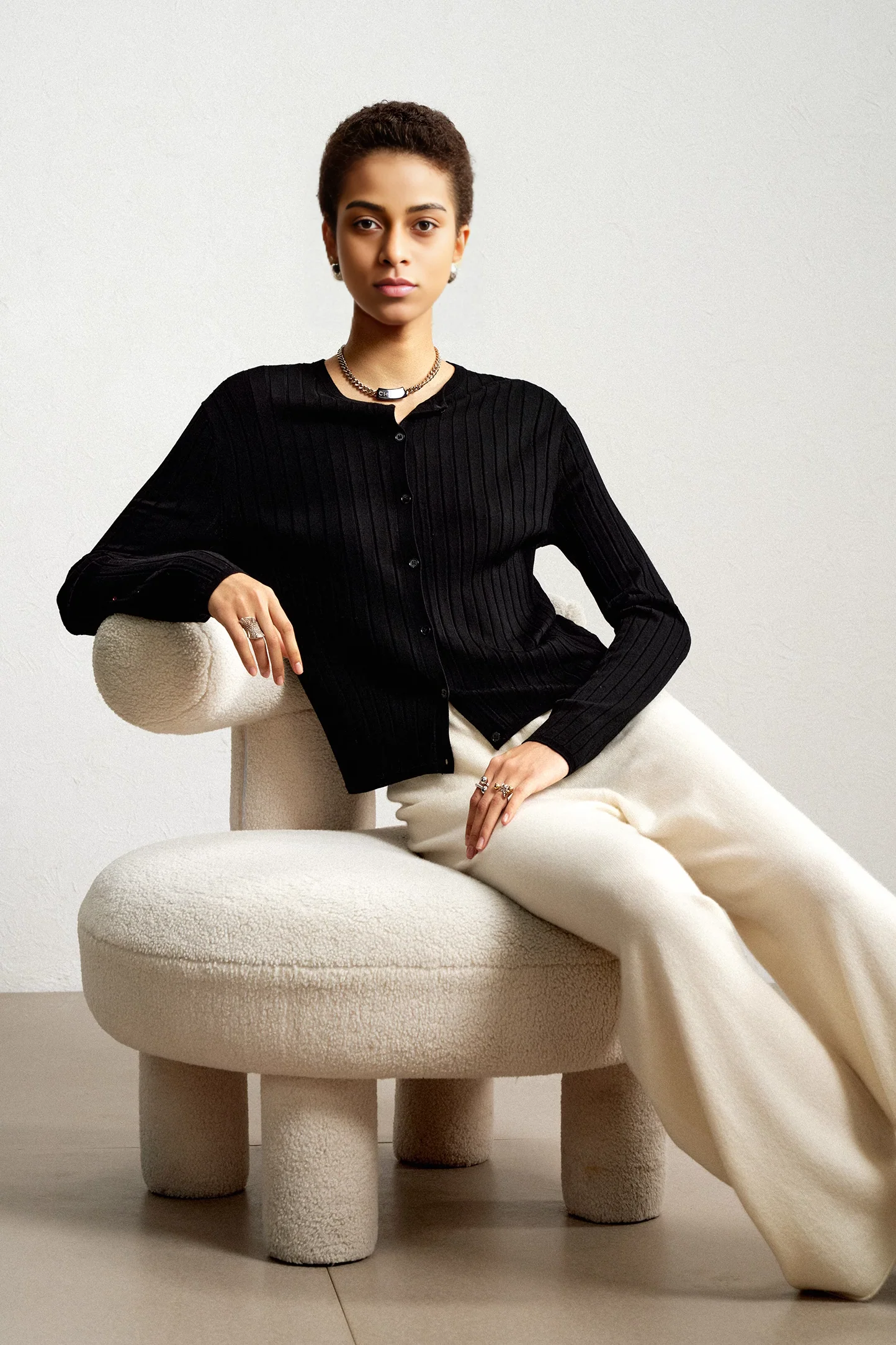 Long Sleeve Wool Cardigan Sweater - MIAOOOO