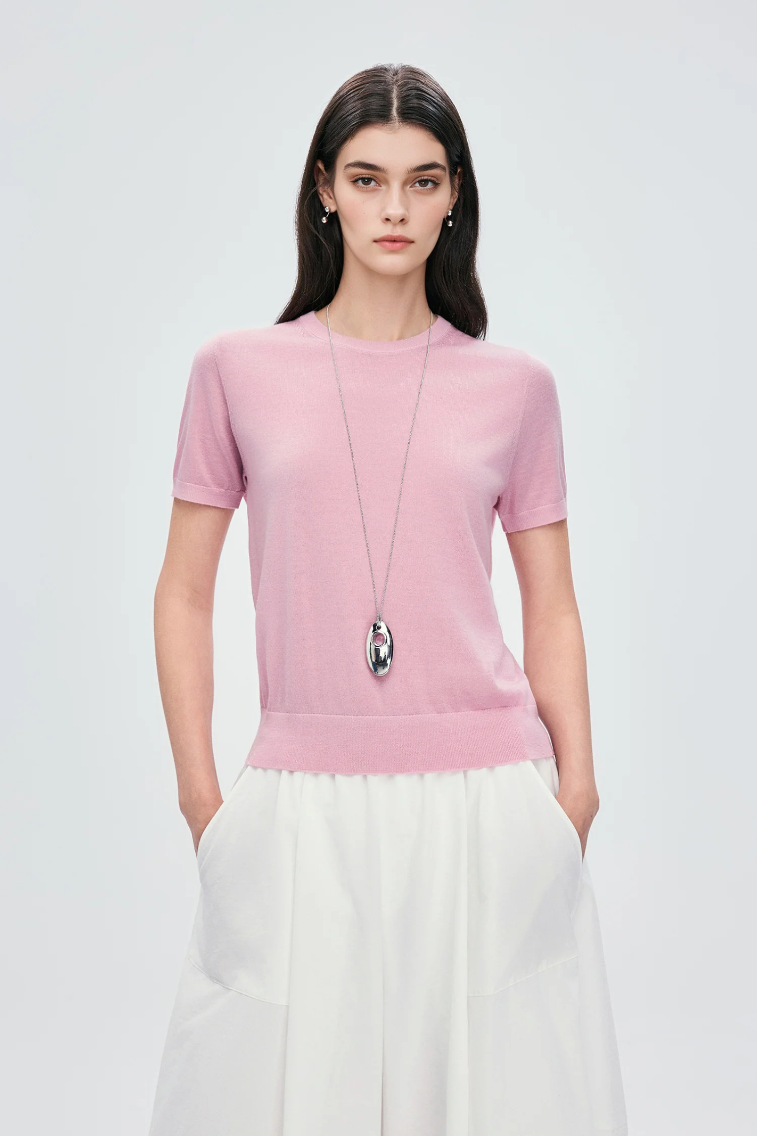 Extrafine Washable Merino Wool Short-Sleeve Sweater - MIAOOOO