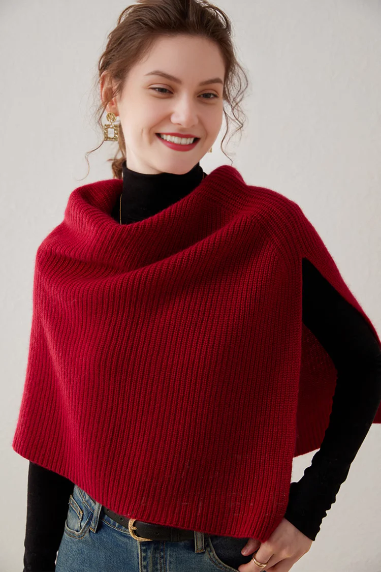 Luxurious Knit Cashmere Poncho Sweater - MIAOOOO