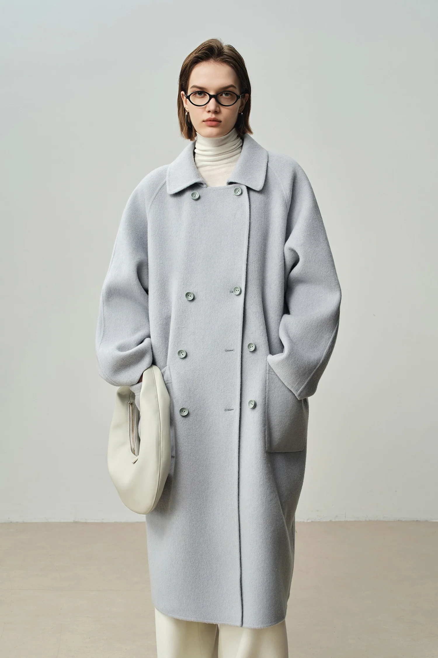 Minimalist Double-Breasted Wool-Cashmere Coat - MIAOOOO