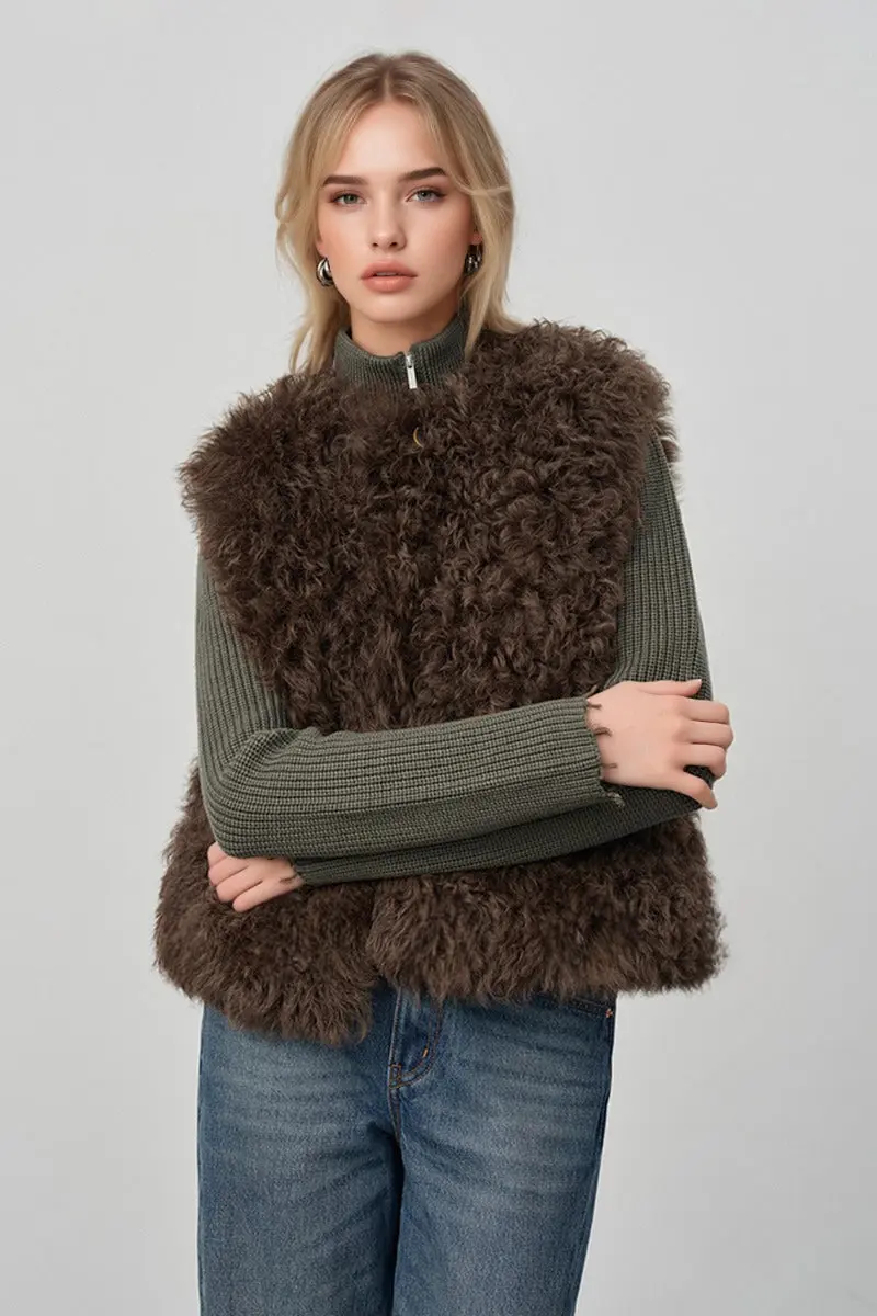 Spain Tigrado Sheepskin Shearling Leather Vest - MIAOOOO