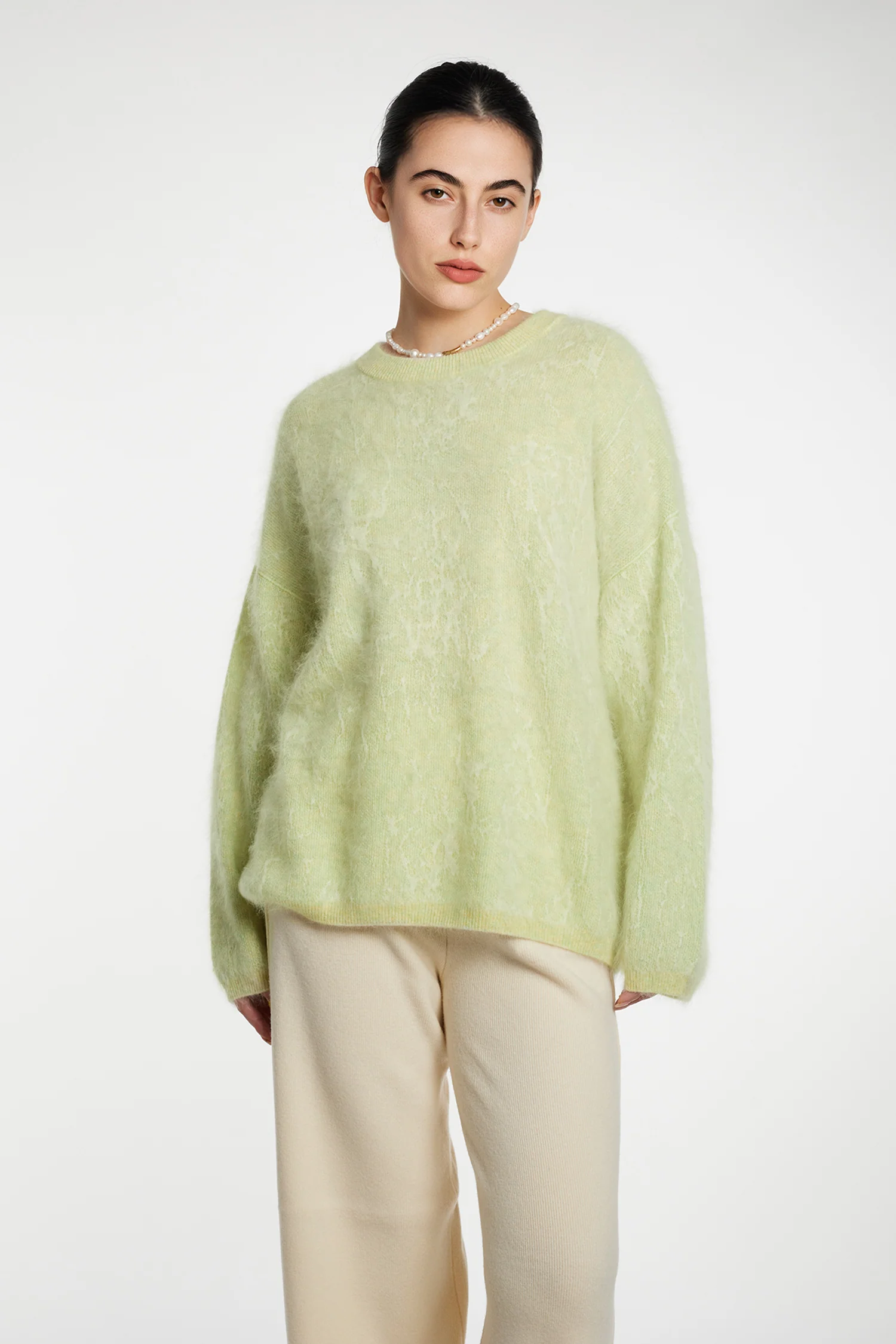 Ultrasoft Brushed Cashmere Jacquard Crewneck Sweater - MIAOOOO
