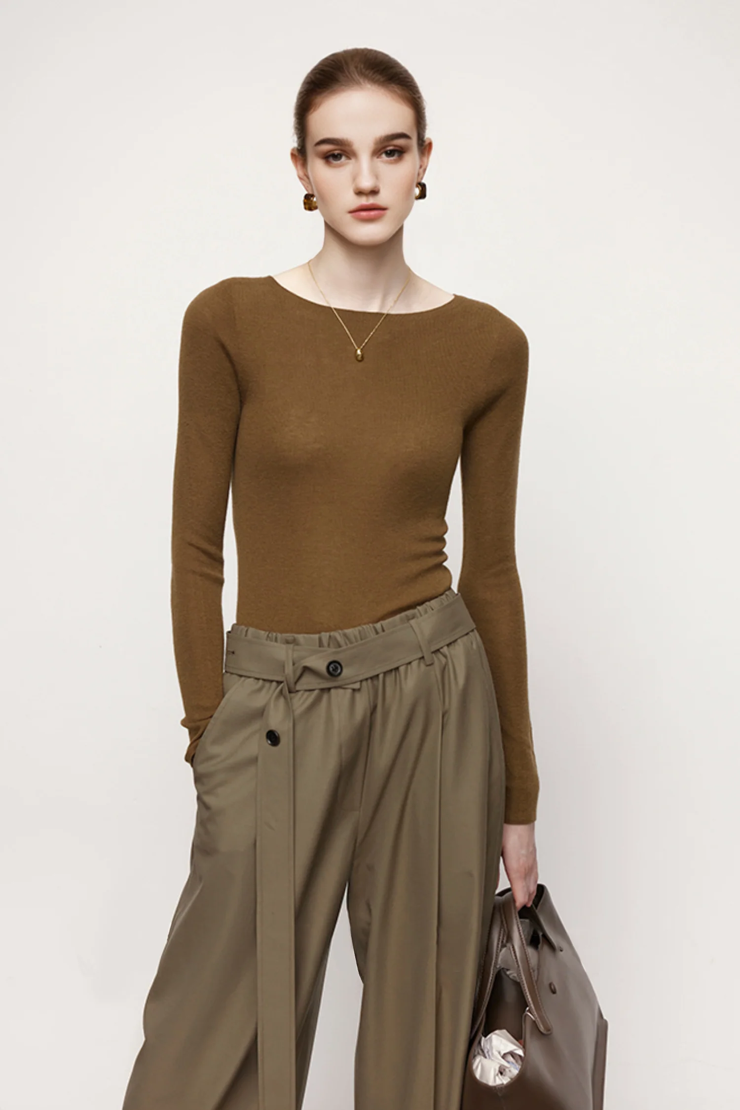 Washable Cashmere-Silk Fine-Knit Boatneck Sweater - MIAOOOO