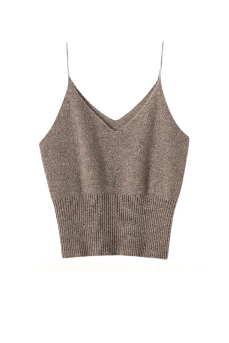 Supersoft 100 Albe Cashmere Cropped V-Neck Camisole - MIAOOOO