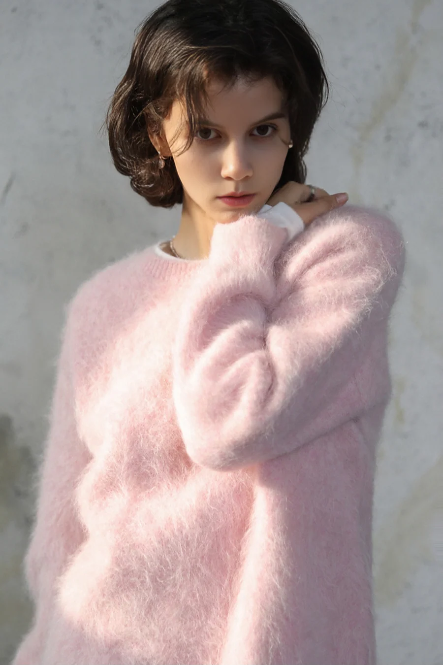 Cable Knit Brushed Alpaca Crewneck Sweater - MIAOOOO