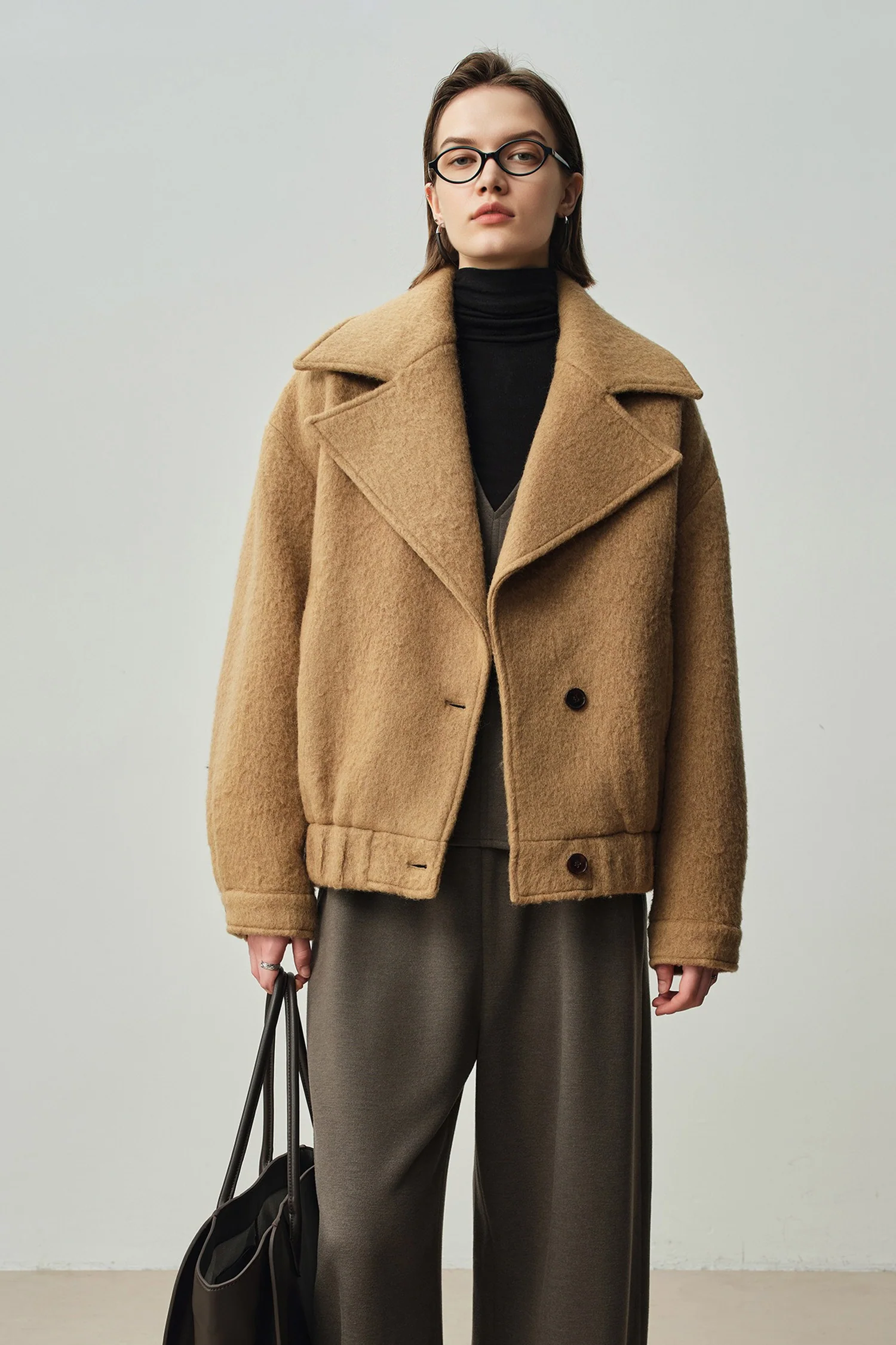 Vintage Alpaca Wool Button-Up Bomber Jacket - MIAOOOO