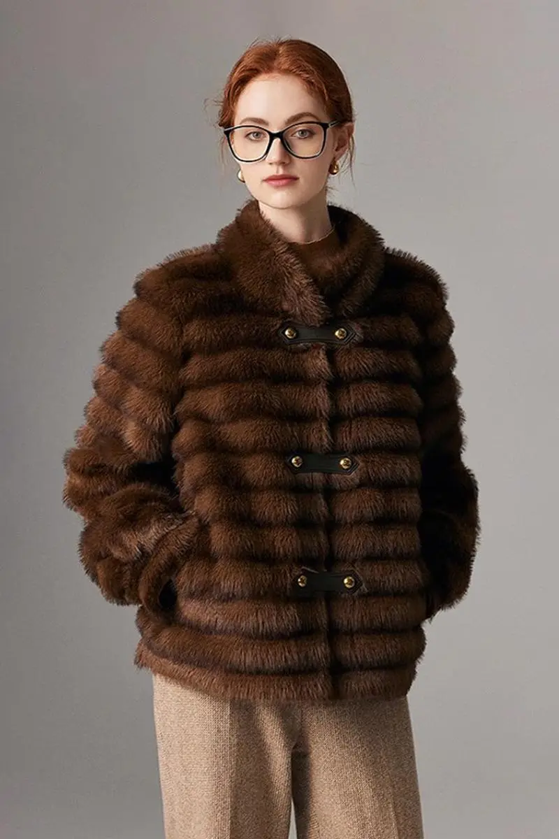 Luxurious Faux Sable Fur Coat - MIAOOOO