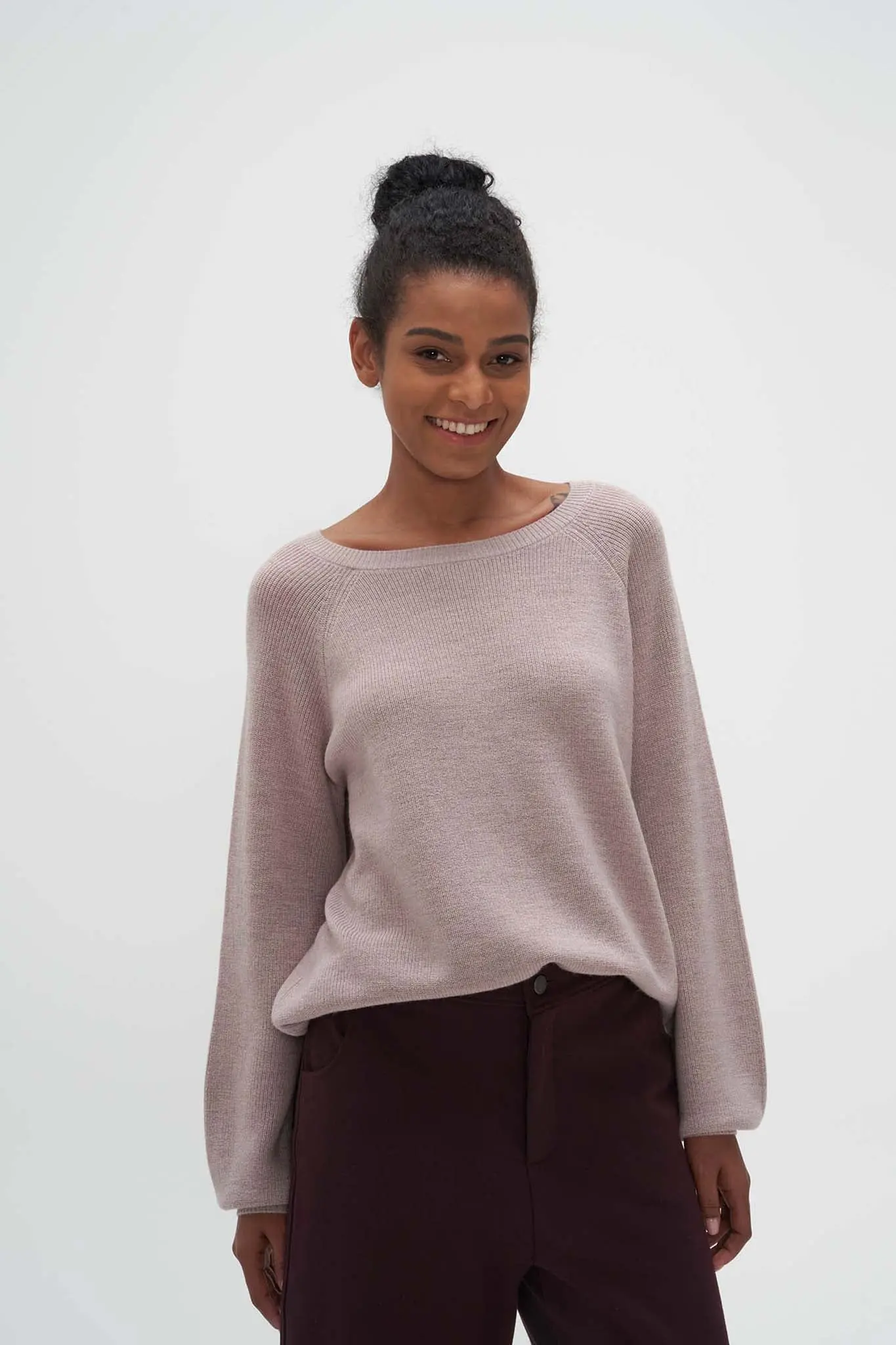 Relaxed Boat Neck Merino Wool Sweater - MIAOOOO