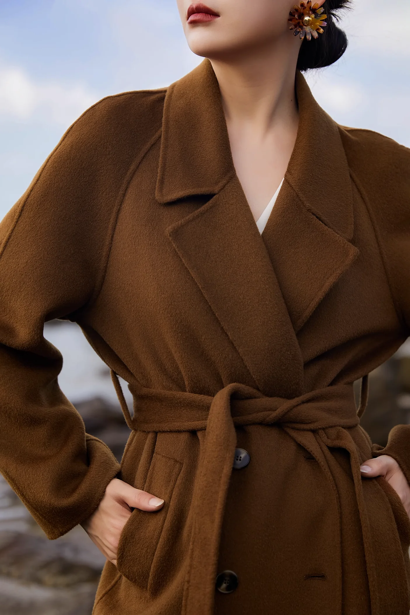 Classic Double Breasted Wool Trench Coat - MIAOOOO