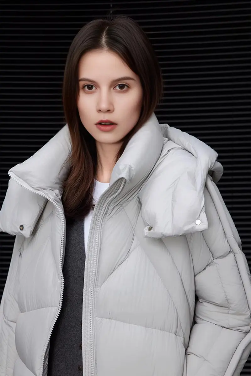 Ultra Light Seamless Water-Repellent Hooded Long Duck Down Puffer Coat - MIAOOOO