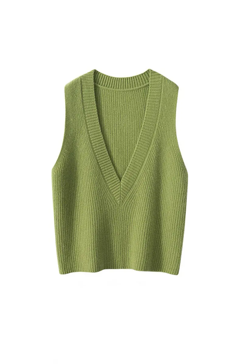 Luxe Cashmere Deep V-Neck Sweater Vest - MIAOOOO