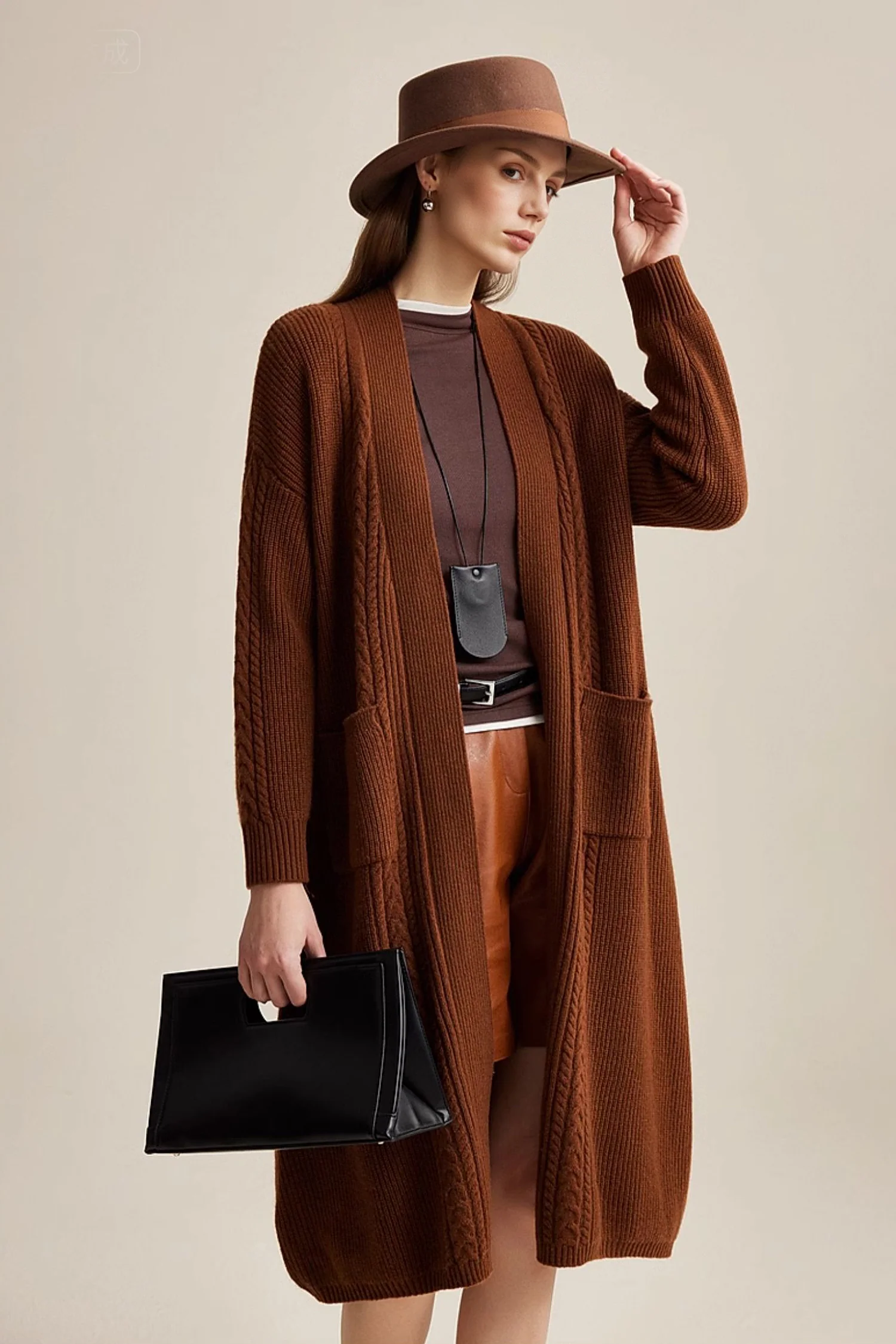 Cozy Cable Knit Duster Cardigan with Side Pockets - MIAOOOO