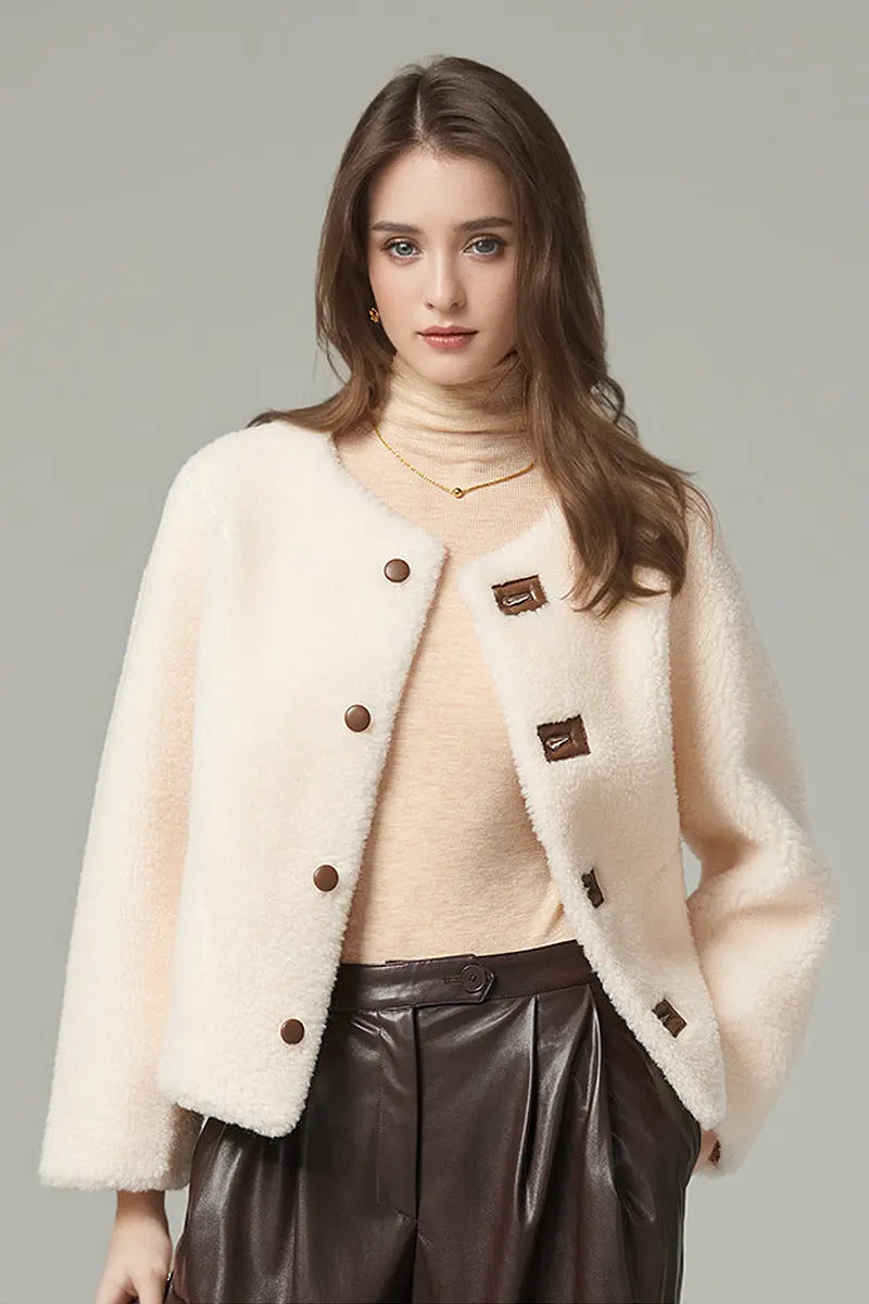 French Style Petite Shearling Jacket - MIAOOOO