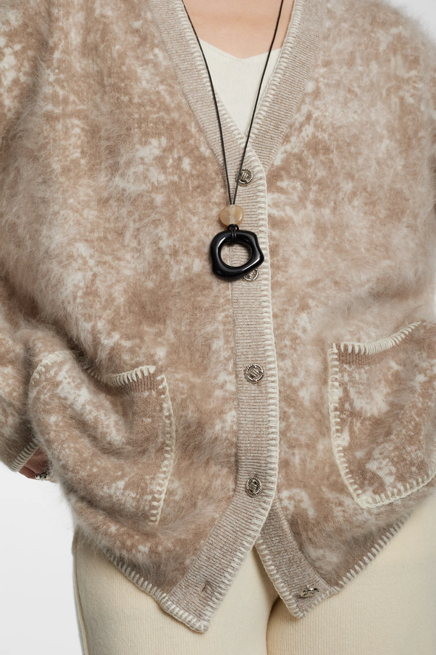 Oversized Chunky Brushed Cashmere V-Neck Cardigan - MIAOOOO