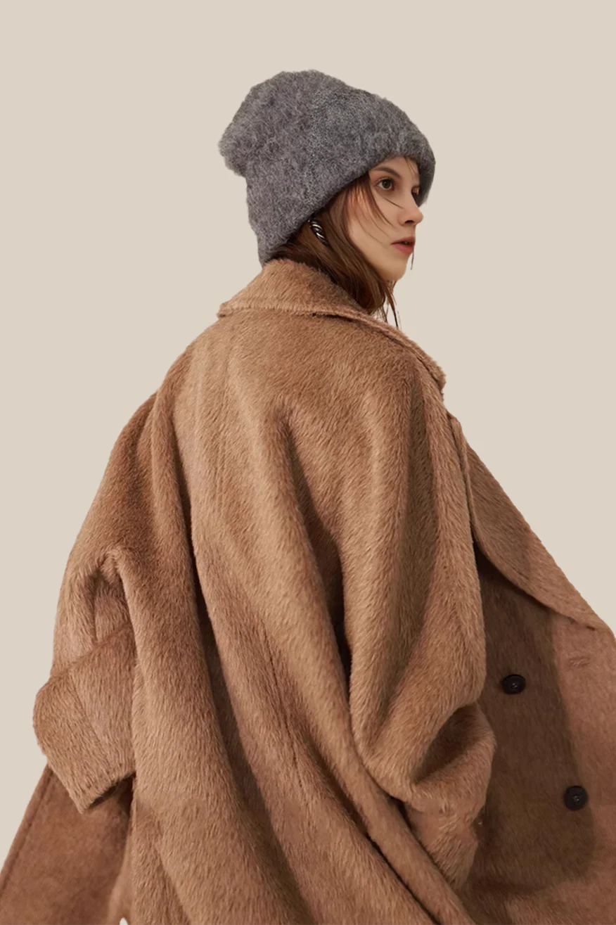 Classic Belted Double-breasted Alpaca Wool Coat - MIAOOOO