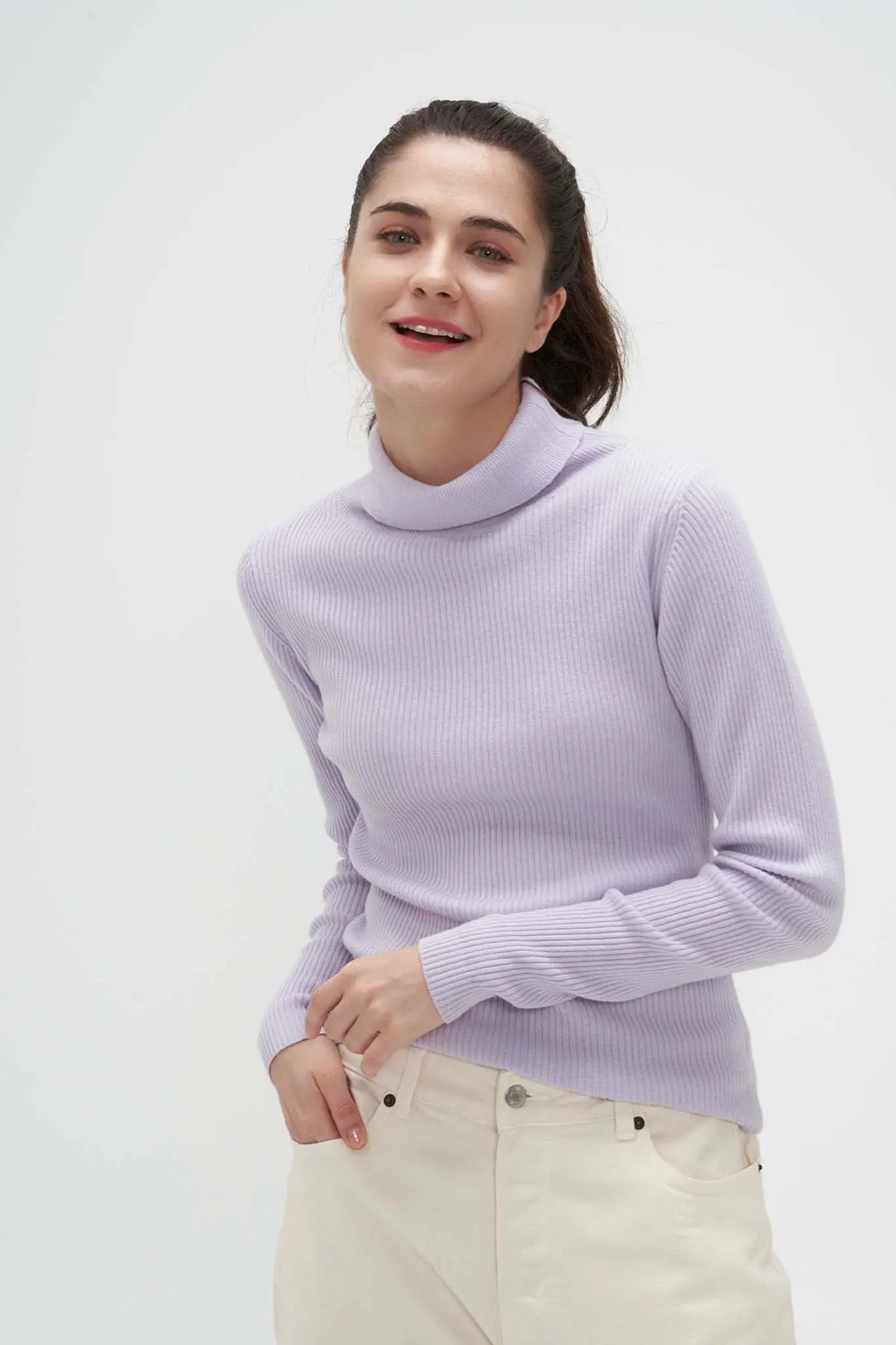 Slim Turtleneck Sweater in Cashmere and Wool - MIAOOOO