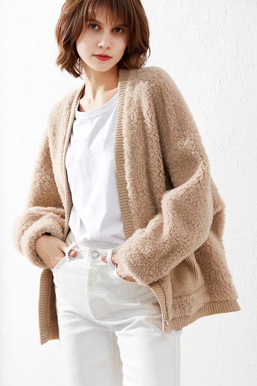 Beige Oversized Sherpa Coatigan - MIAOOOO