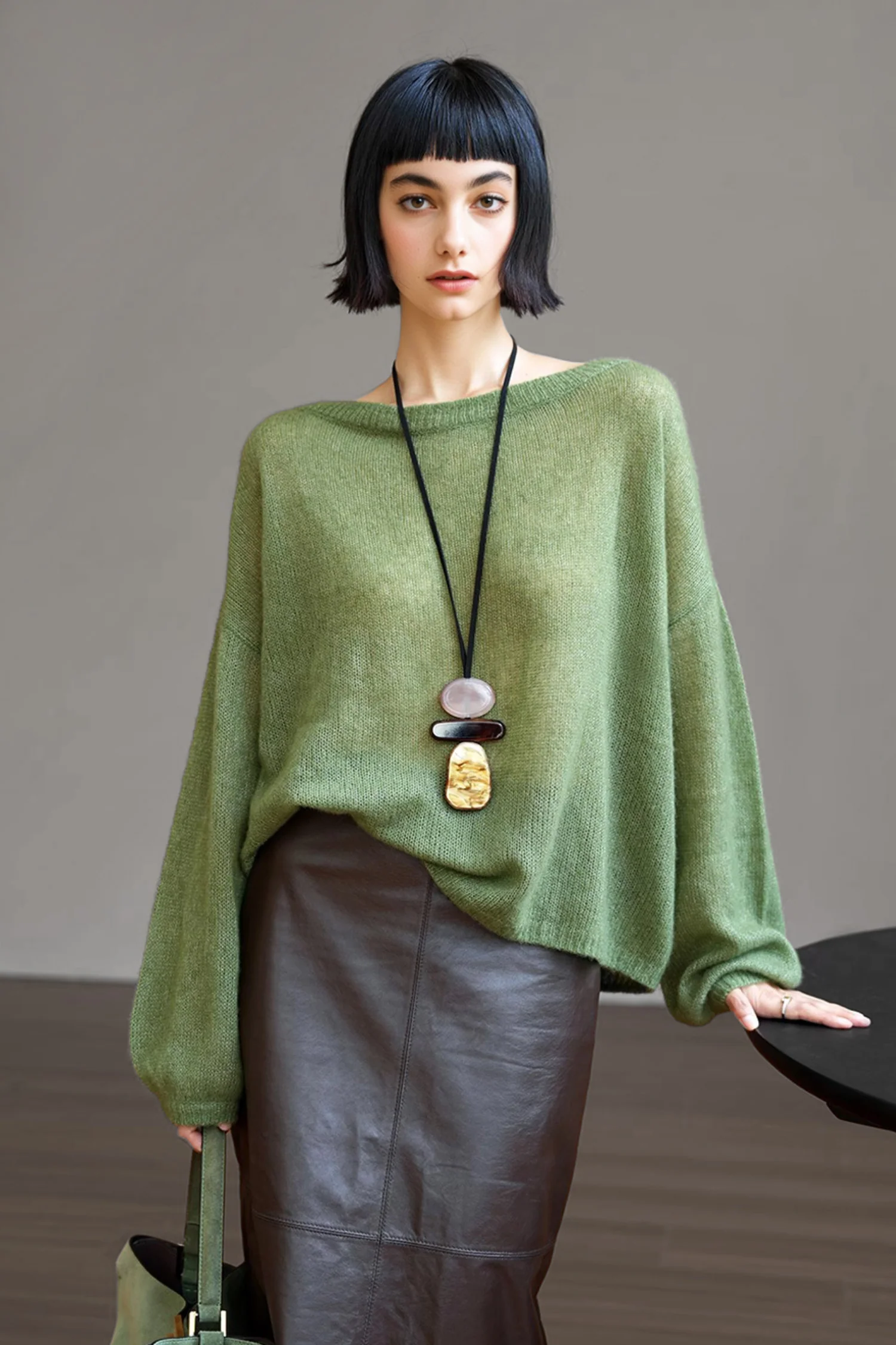 Cashmere-Silk Open Knit Off-The-Shoulder Sweater - MIAOOOO