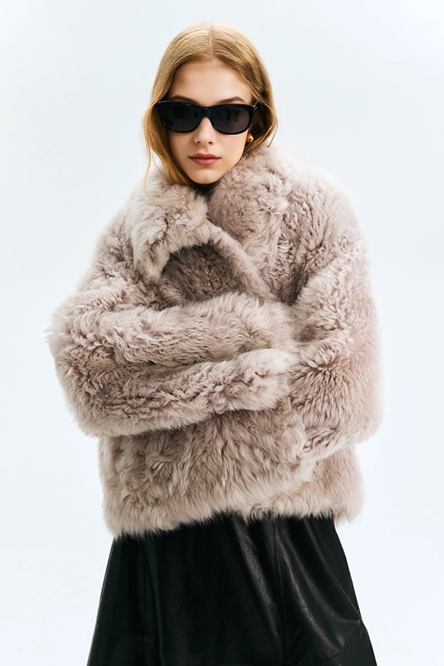 Reversible Toscana Shearling Sheepskin Jacket with Stand Collar - MIAOOOO