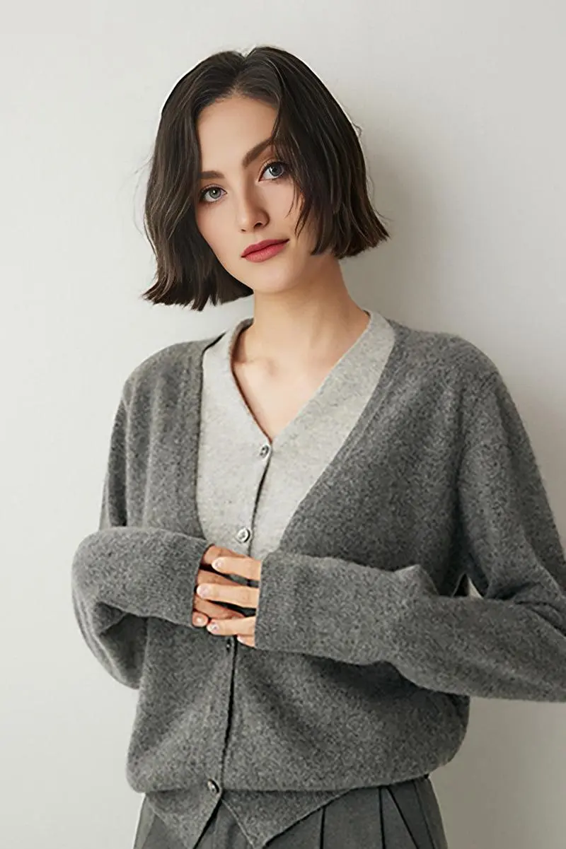 100 Cashmere Layered Colorblocked Cardigan - MIAOOOO