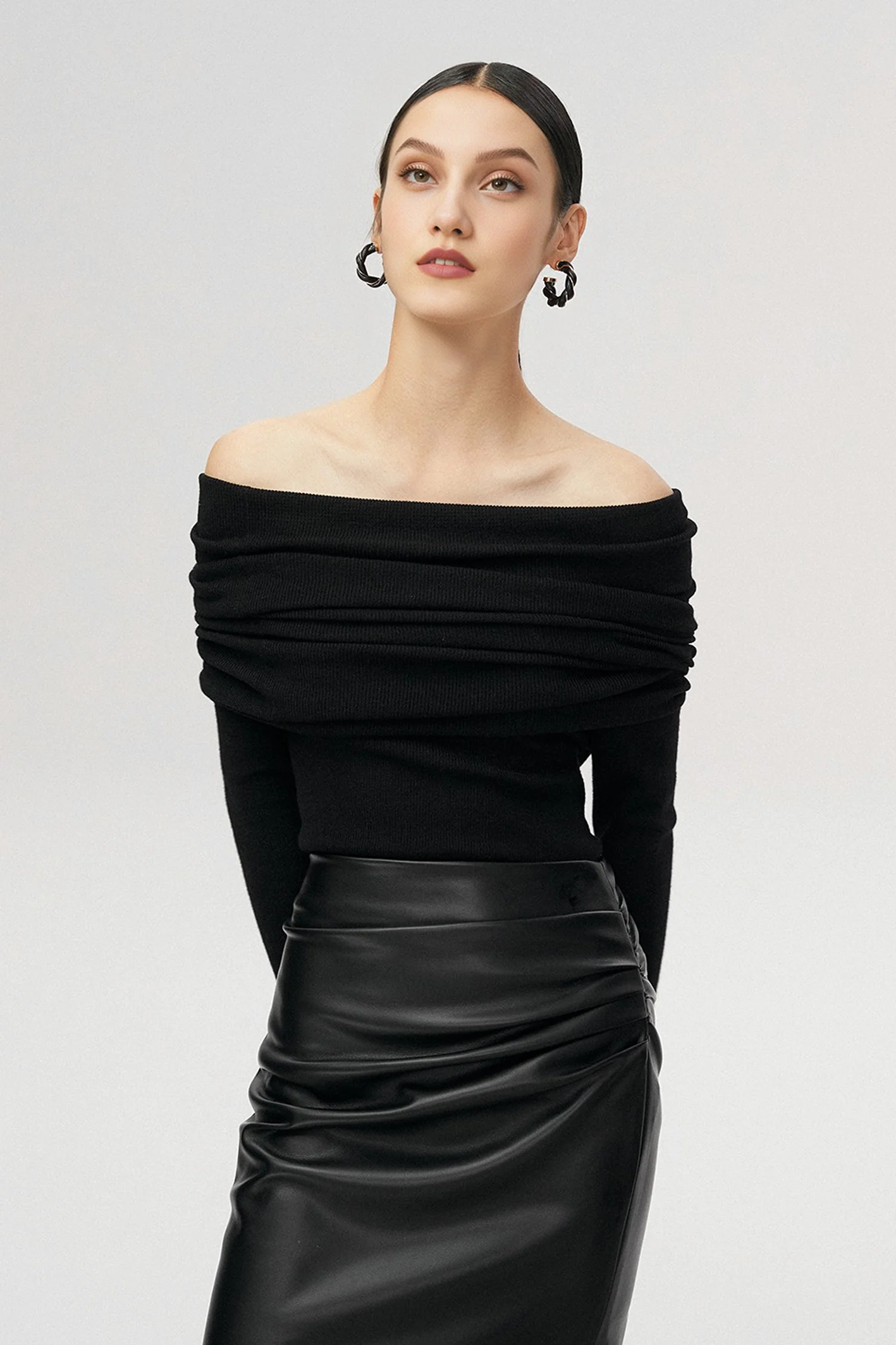 Off The Shoulder Wool Base Layer Sweater - MIAOOOO