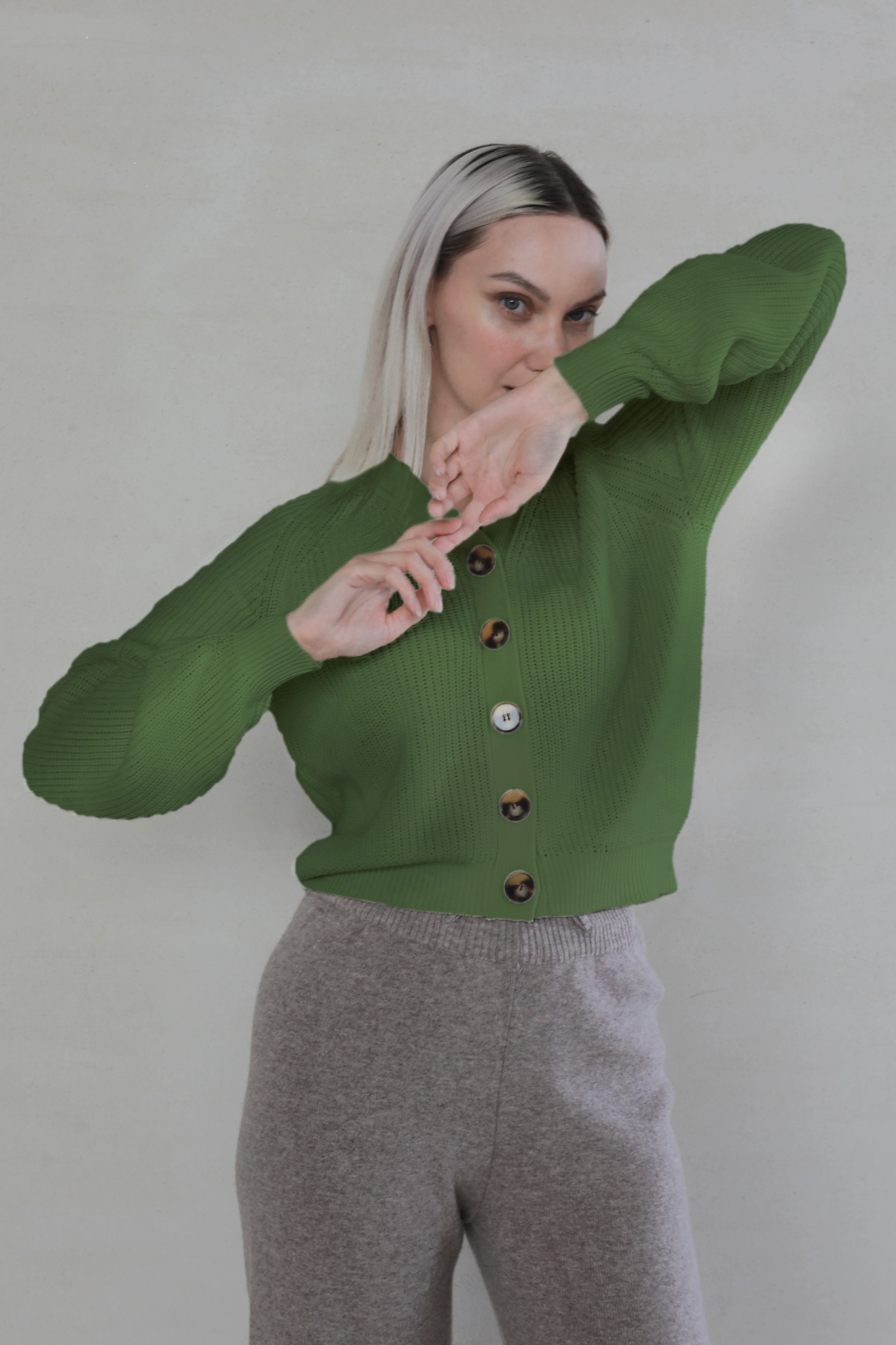 Cotton V-Neck Cardigan - MIAOOOO