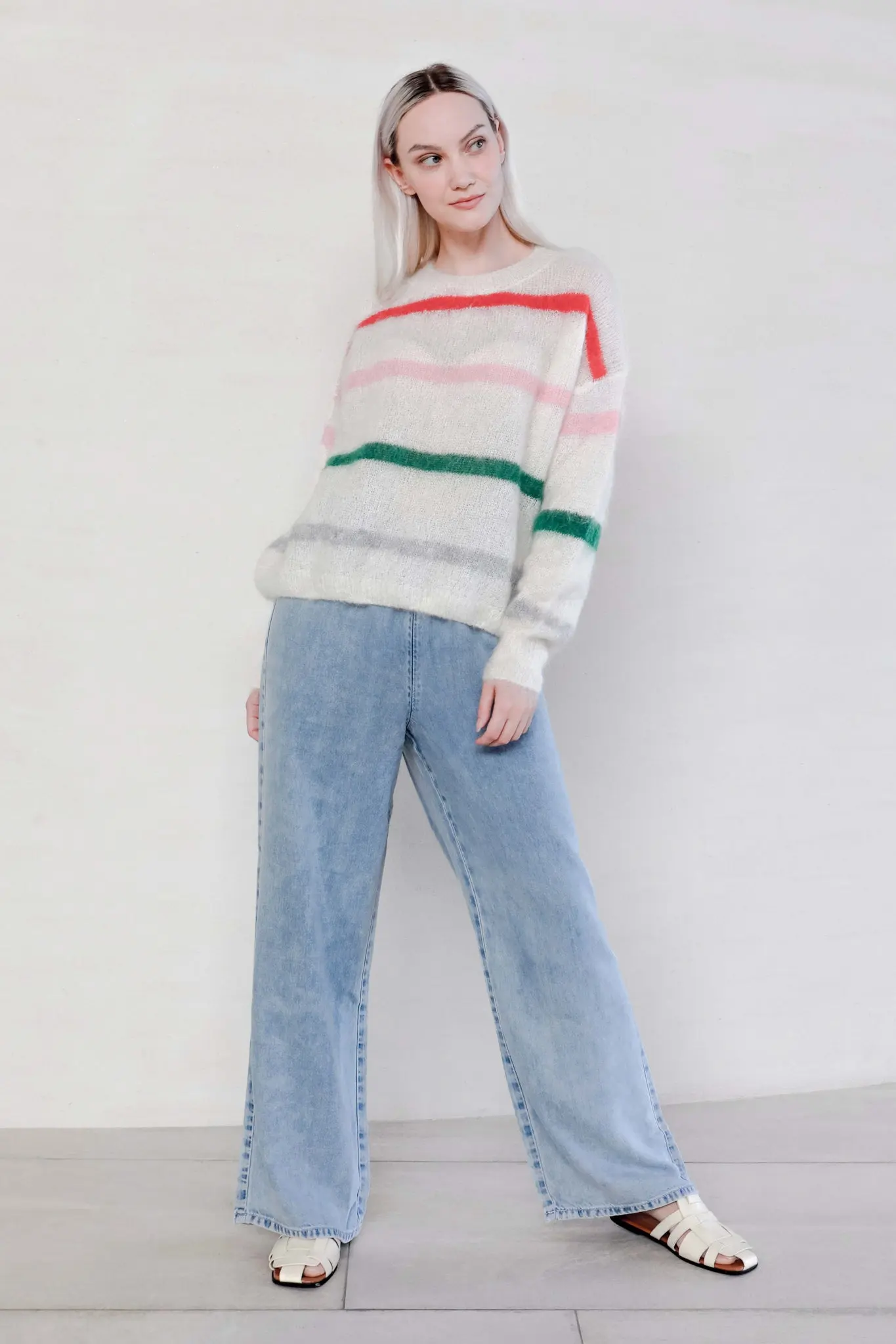 Colorful Striped Sweater in Mohair Blend - MIAOOOO