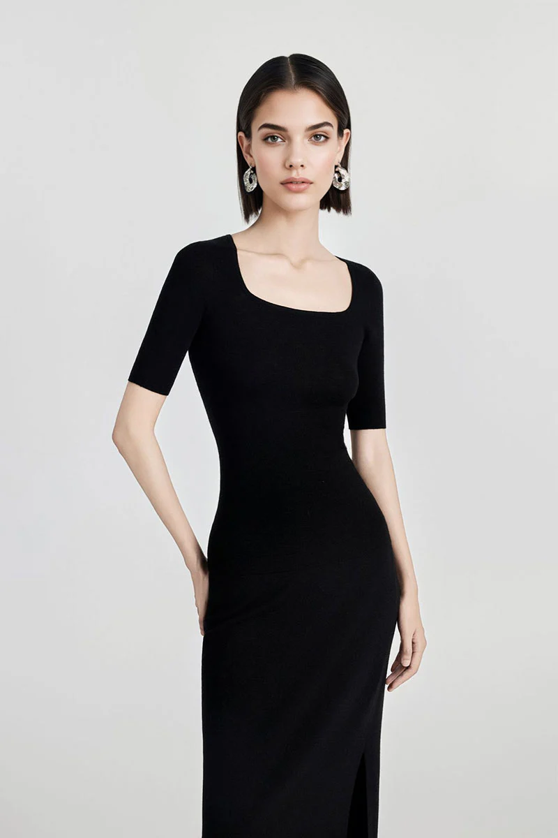 100 Merino Wool Slim-Fit Square-Neck Knit T Shirt - MIAOOOO