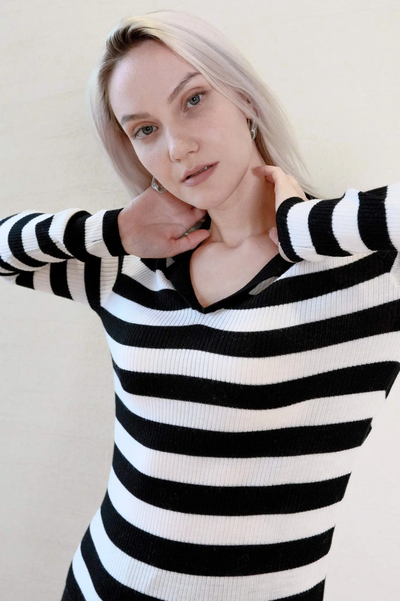 Striped Long Sleeve Wool Polo - MIAOOOO