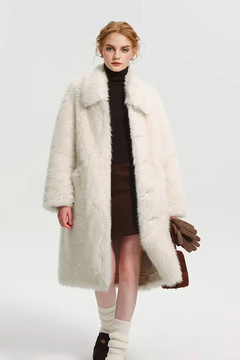 White Long Fox Faux Fur Coat - MIAOOOO