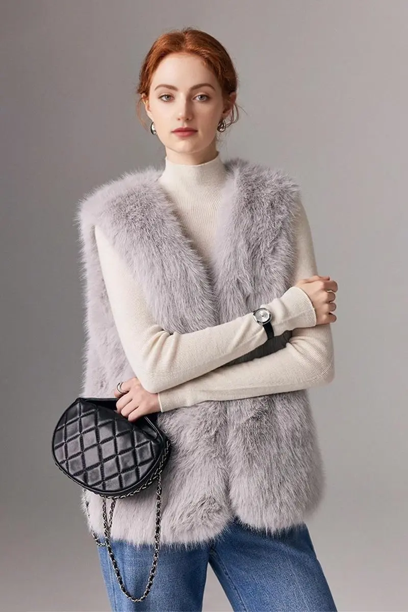 Fluffy Faux Fur Vest with Pockets - MIAOOOO